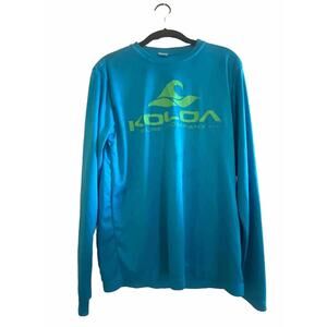 KOLOA surf company Womens Long-Sleeve Rash Guard Swim Shirt Logo Teal Green Sz S